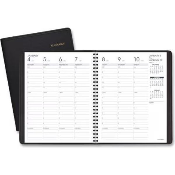 AT-A-GLANCE Weekly Appointment Book Ruled, Hourly Appts, 8.75 x 7, Black, 2022-2023, At-A-Glance, Mfr#: 7086505